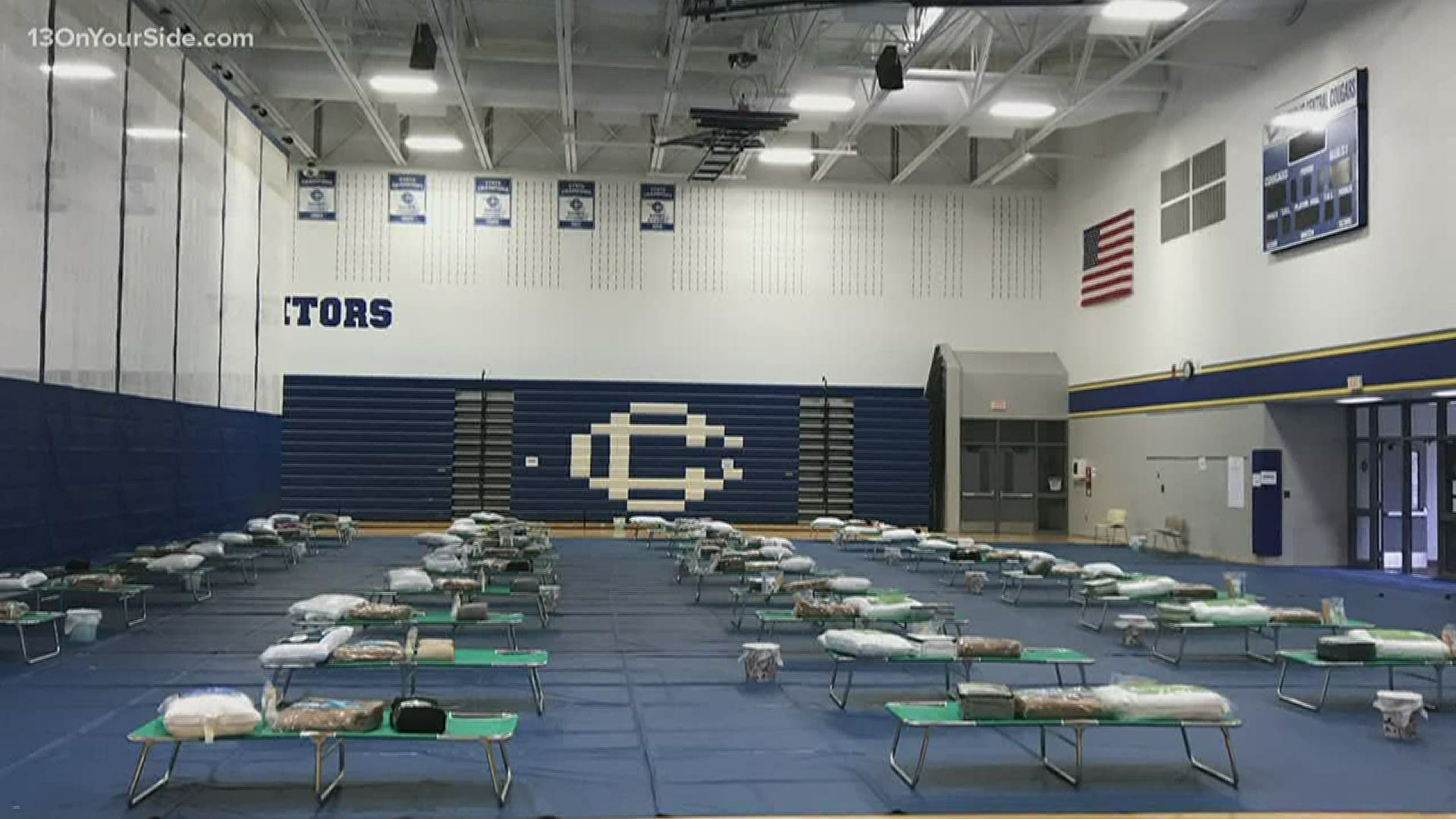 The women will be housed in the Grand Rapids Catholic Central High School gymnasium.