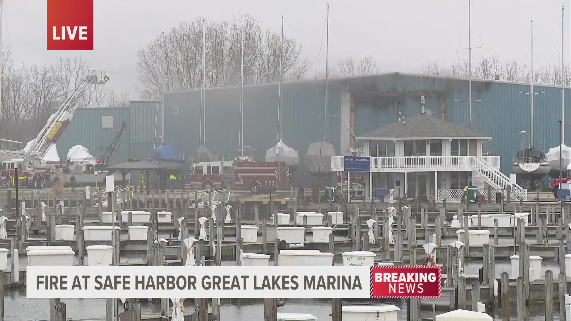 Crews have reported heavy smoke coming from a boat storage building on the property located on Lakeshore Drive.