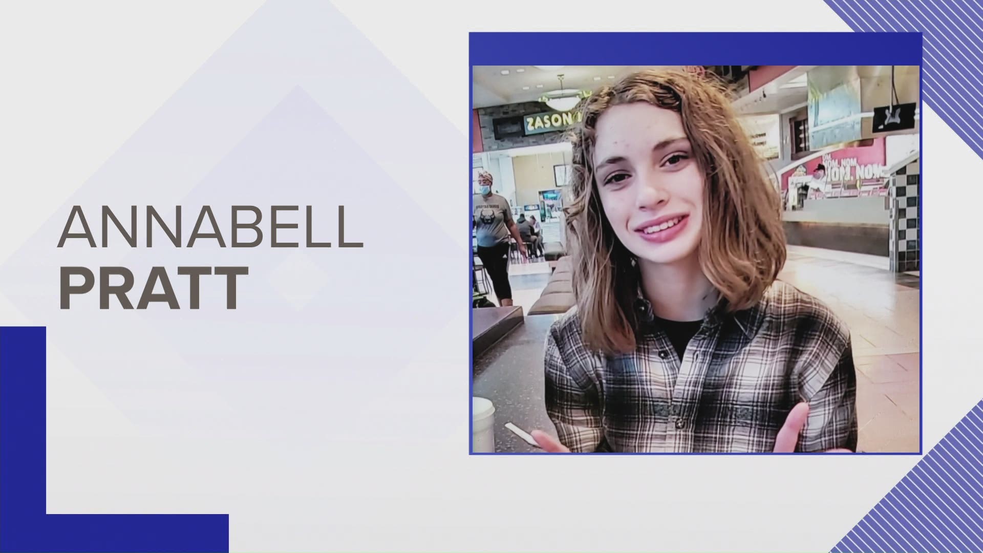 Annabell Pratt is described as a white female with straight, shoulder-length, light brown hair. Police say she is believed to be upset and may want to harm herself.