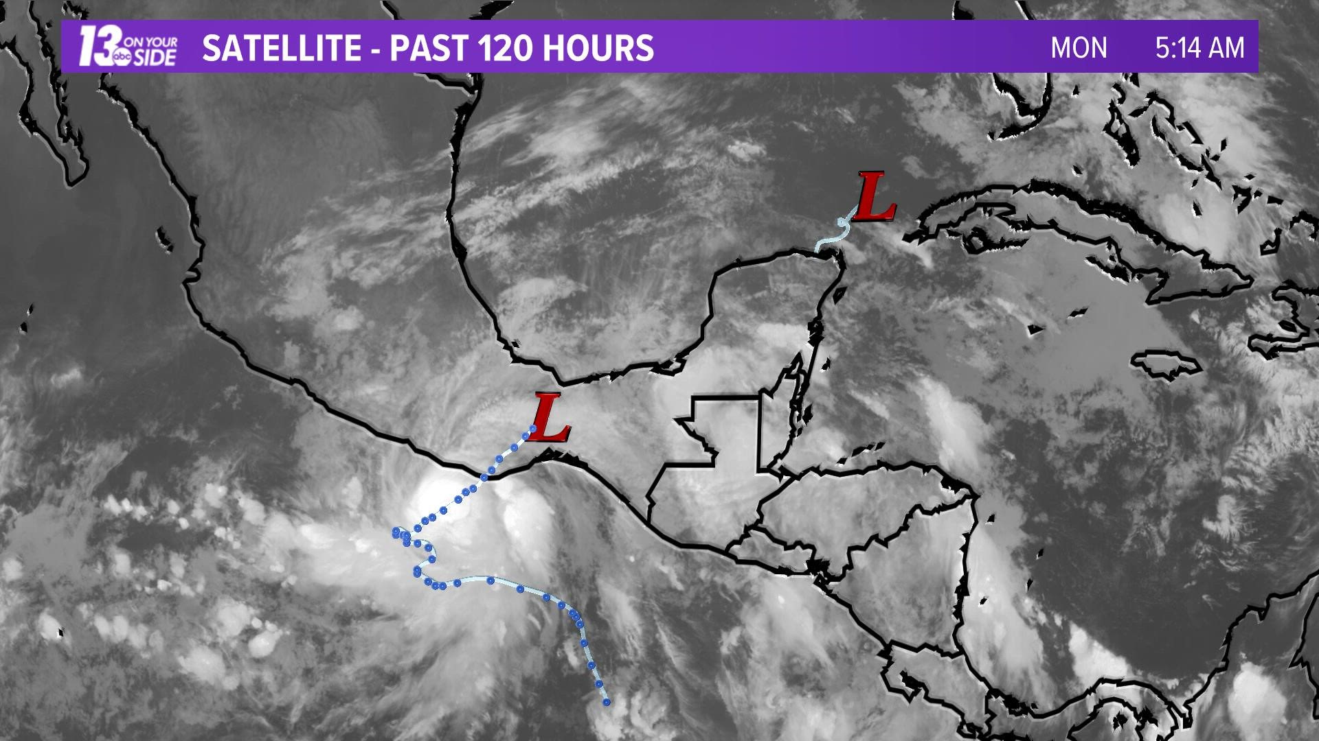 Watch as Hurricane Agatha moves onshore from the Pacific, dissipates, and pushes off into the Gulf of Mexico as Potential Tropical Cyclone One.