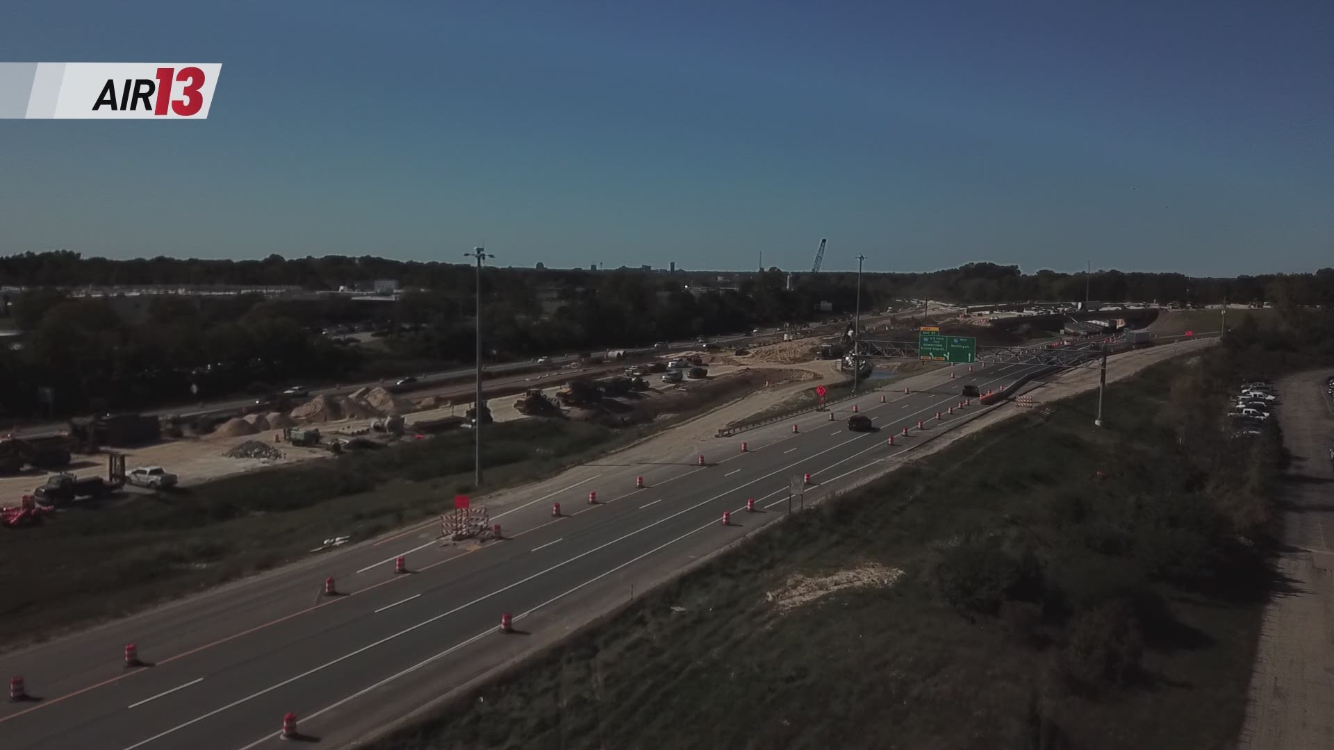 The 13 ON YOUR SIDE drone AIR 13 got a birds-eye view of the road work as it wraps up.