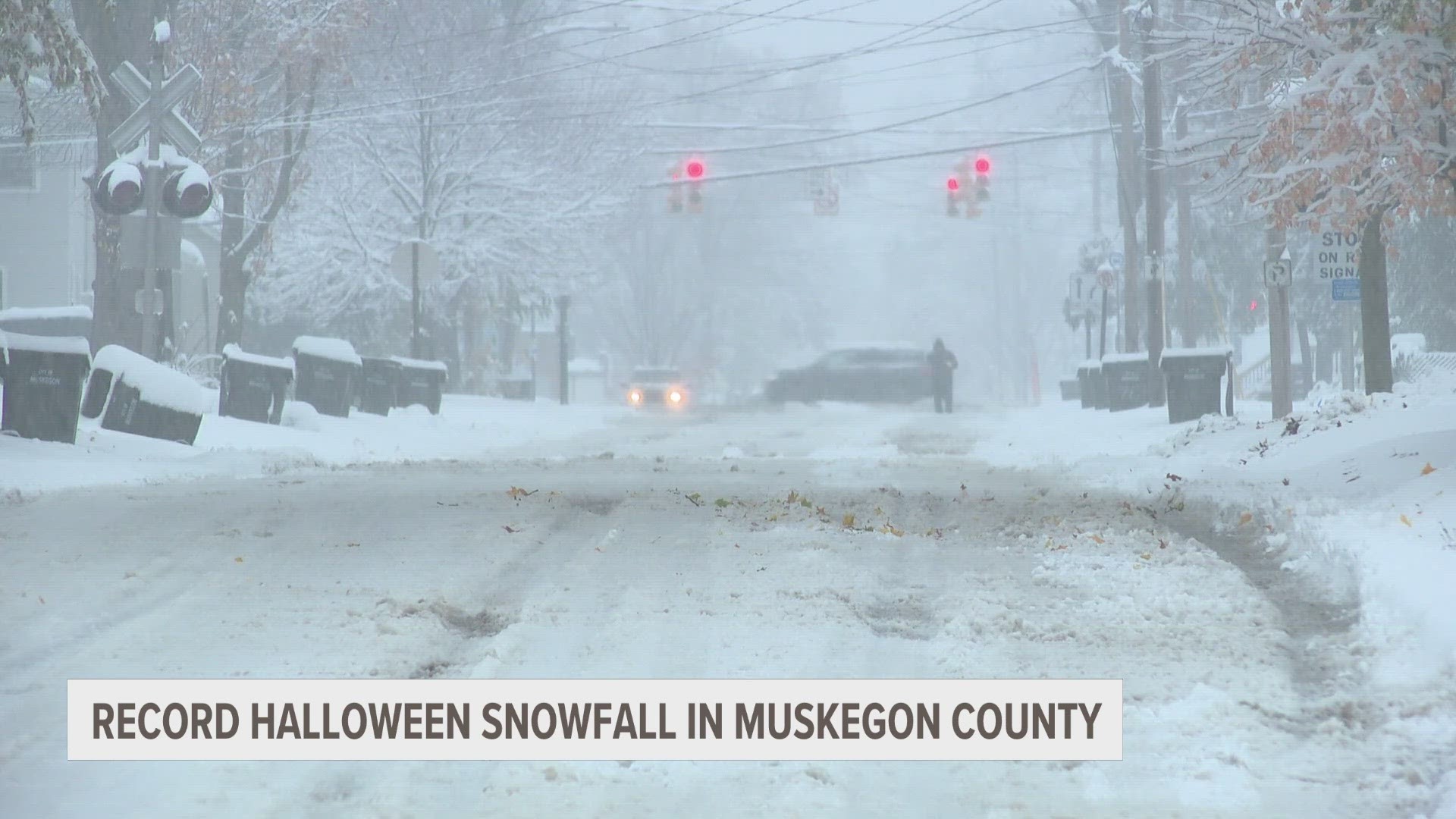 Halloween's surprise snow storm broke the record for the most snow on Halloween ever recorded in Muskegon County.