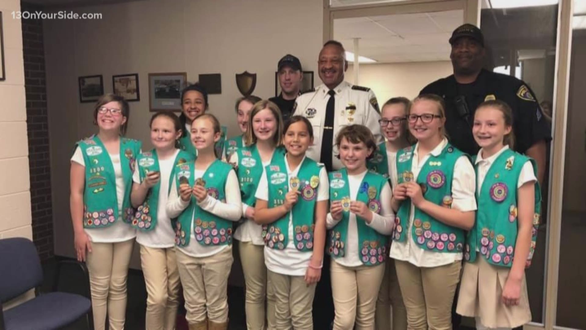 Oakridge Girl Scout Troop 3800 delivered packages to 397 police officials in 11 precincts in Muskegon County.