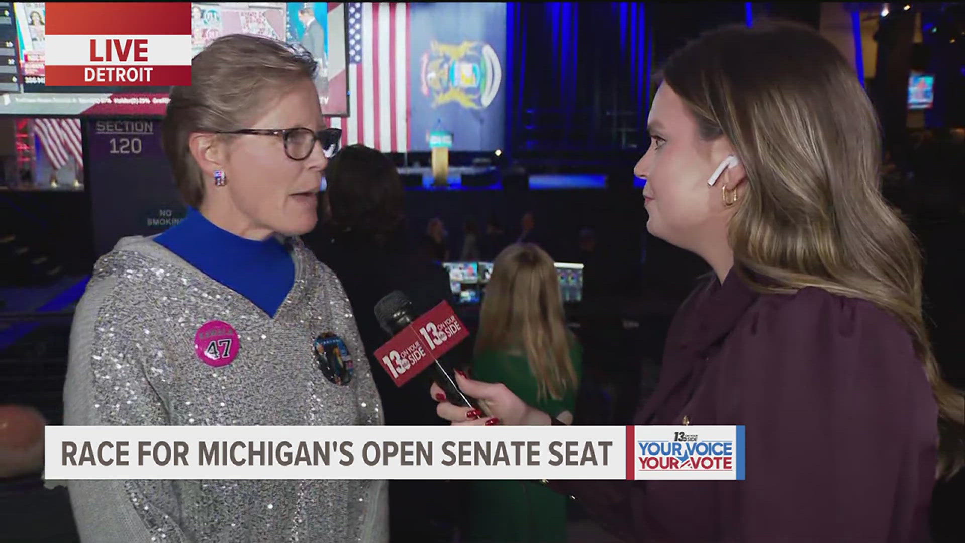 13 ON YOUR SIDE's Julia Gorman is live in Detroit for Elissa Slotkin's election night watch party.