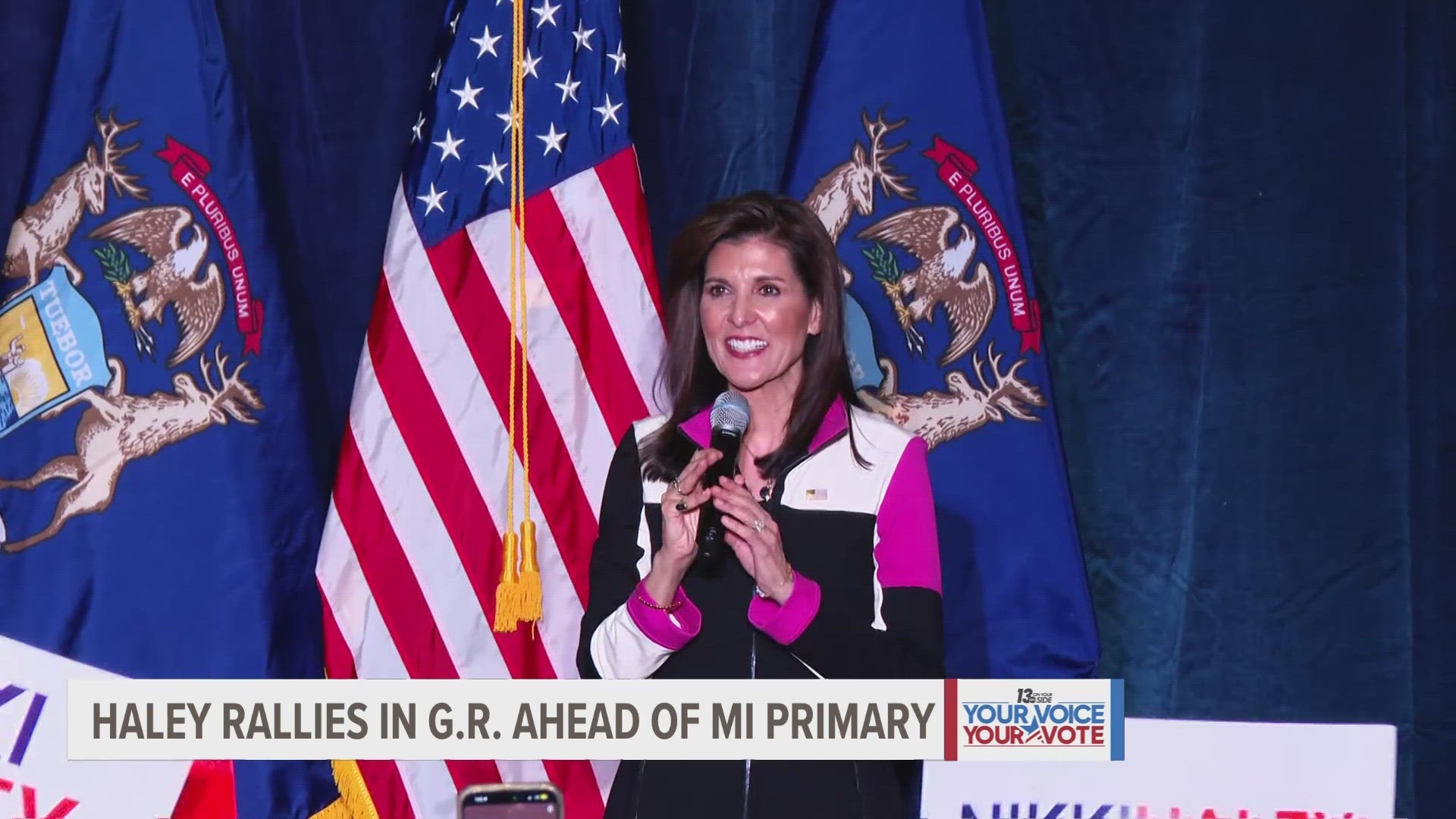 Haley visited Grand Rapids Monday, the day before Michiganders will cast their vote in the primary.