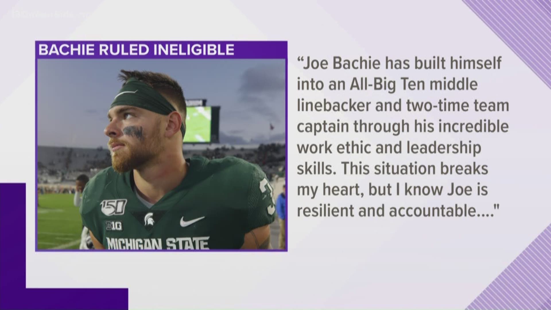 Bachie tested positive for a performance-enhancing substance banned by the Big Ten.