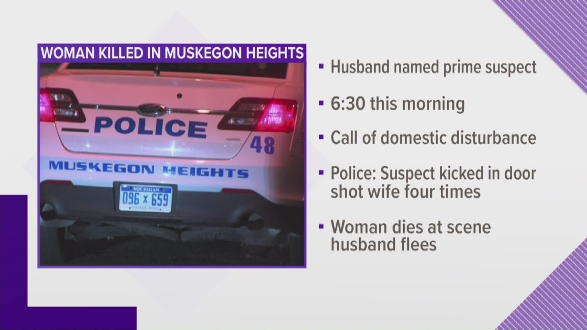 Muskegon Heights Police: Woman shot four times in domestic dispute