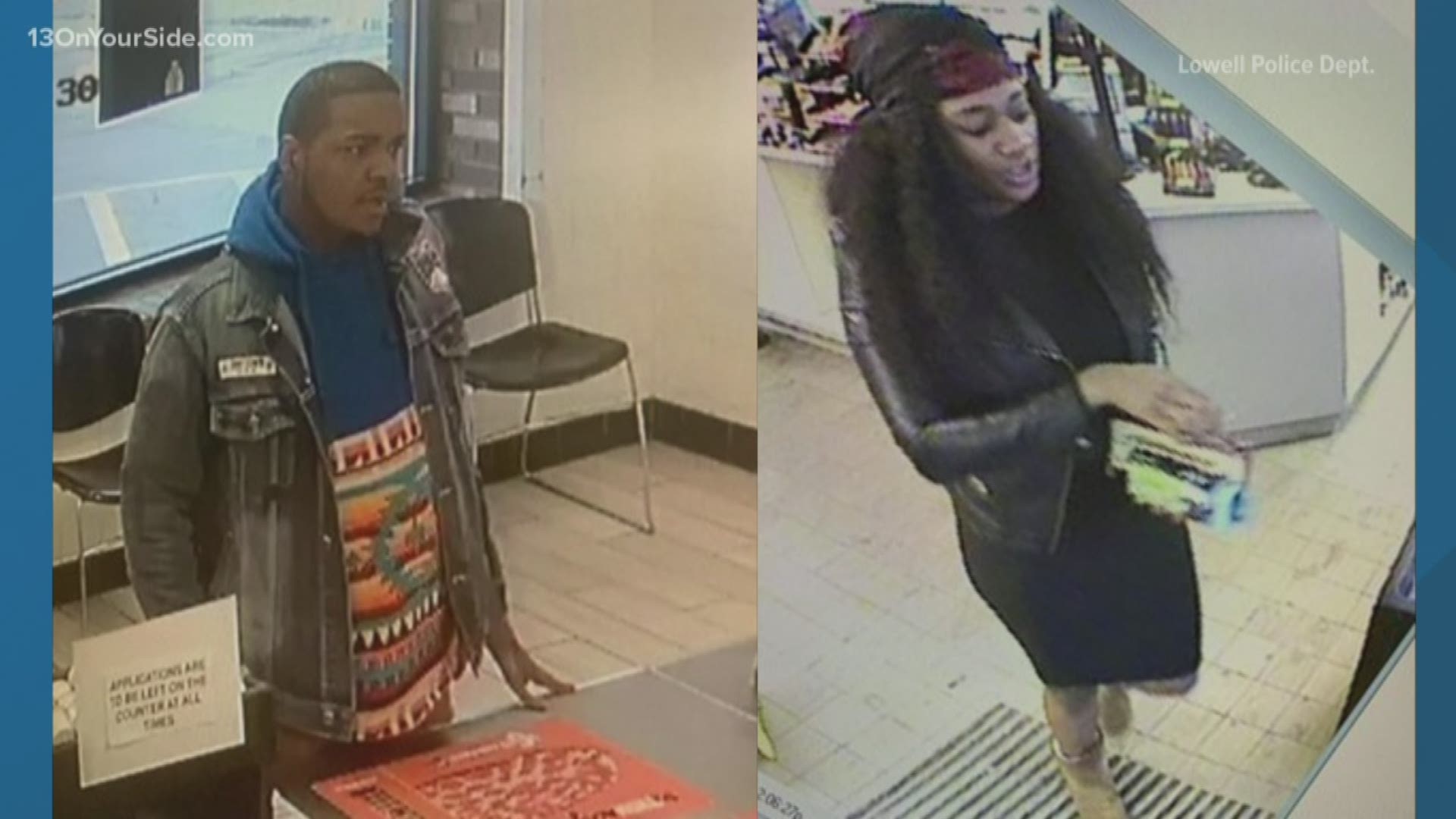 Police say the man and woman have passed 6 fake $100 bills in Lowell is the last couple days.