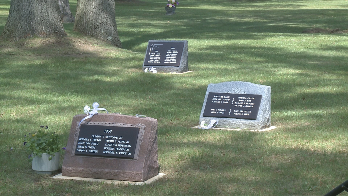Headstones placed on unmarked graves for 72 children in Muskegon