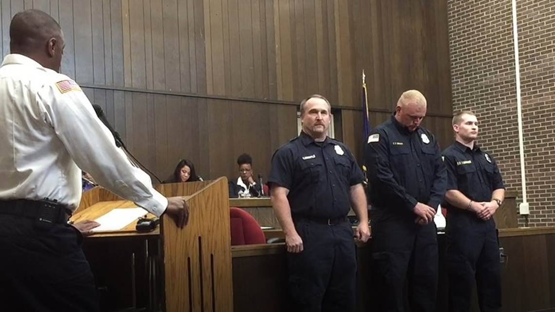Three Muskegon Heights firefighters honored for saving woman, child
