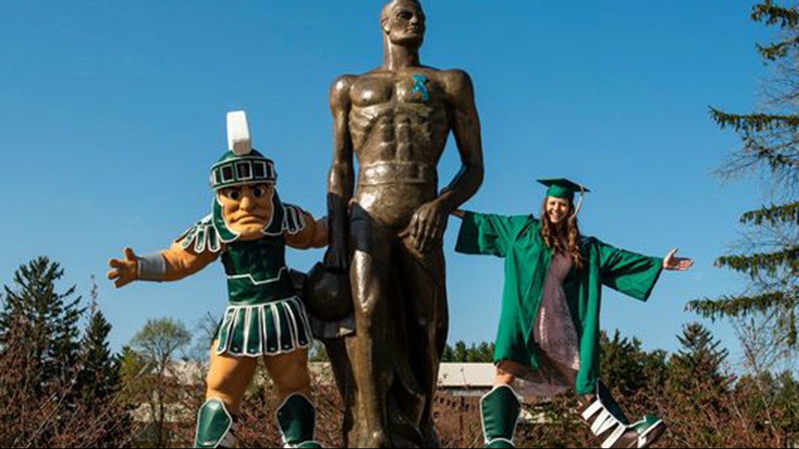 Sparty On The Second Woman To Play Msu S Mascot Shares Her Experience Inside The Suit Wzzm13 Com