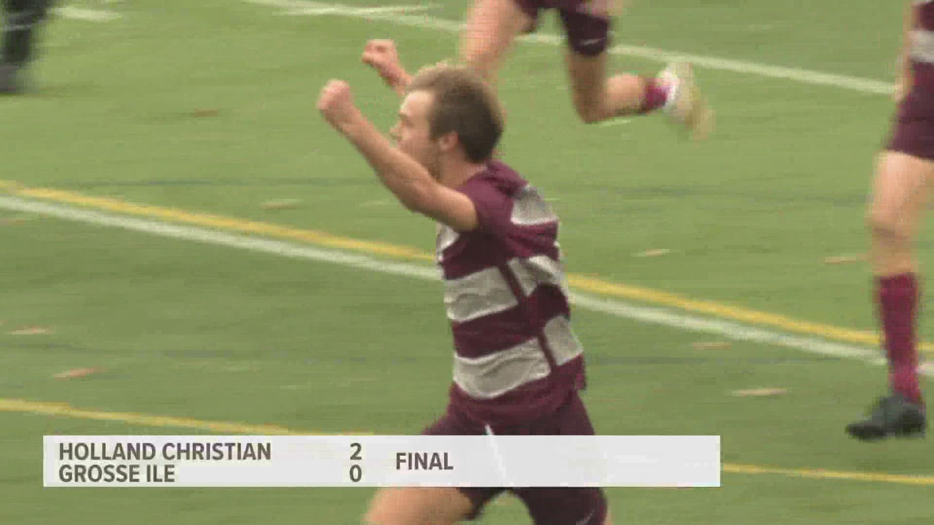 Holland Christian wins 2-0, it's their first boys soccer state title since 2003.