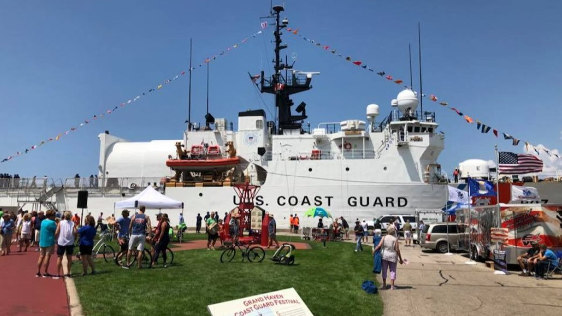 On board the USCGC Escanaba as it sails into Grand Haven