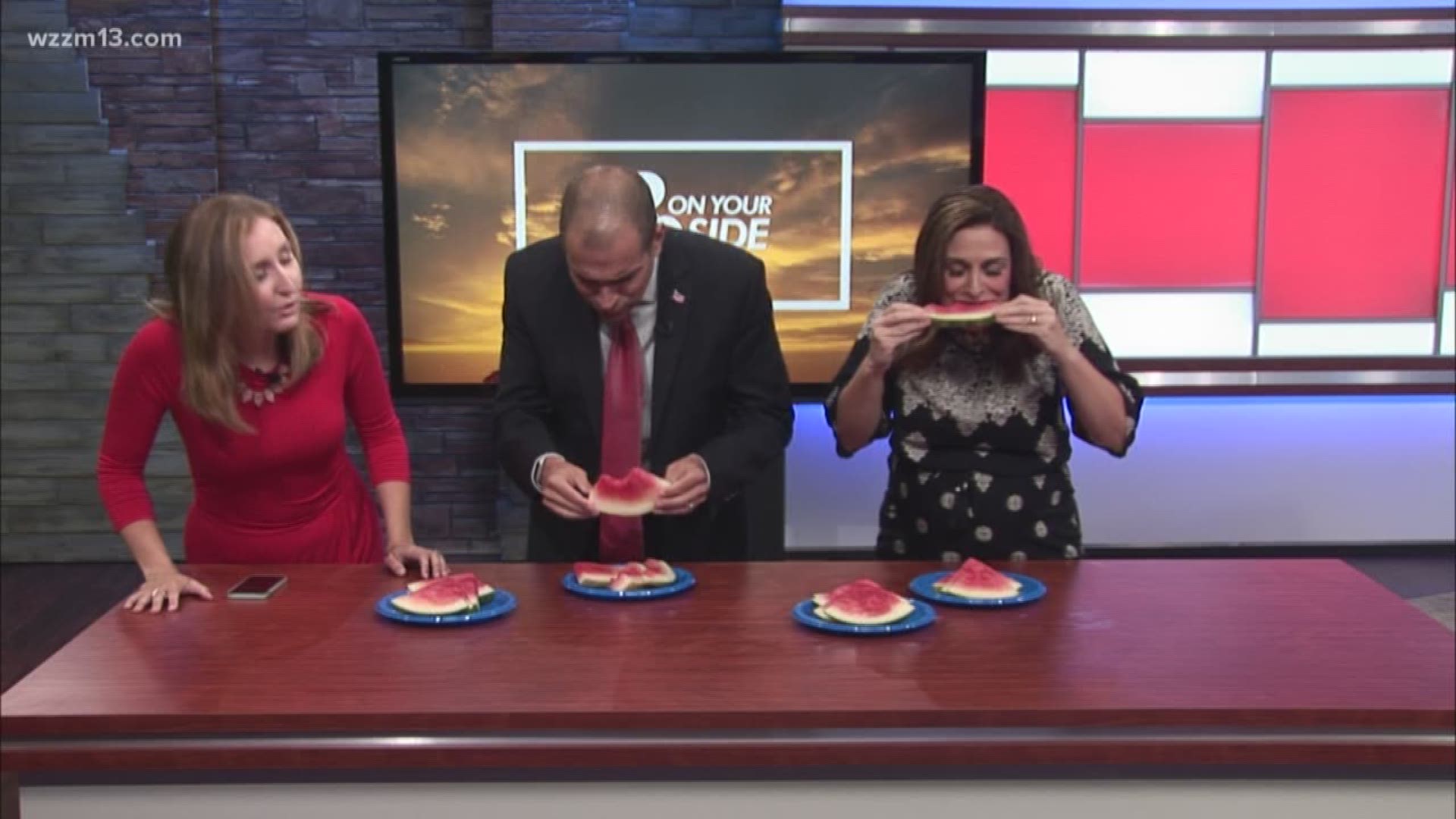 Watermelon-eating contest on the 13 Morning Show