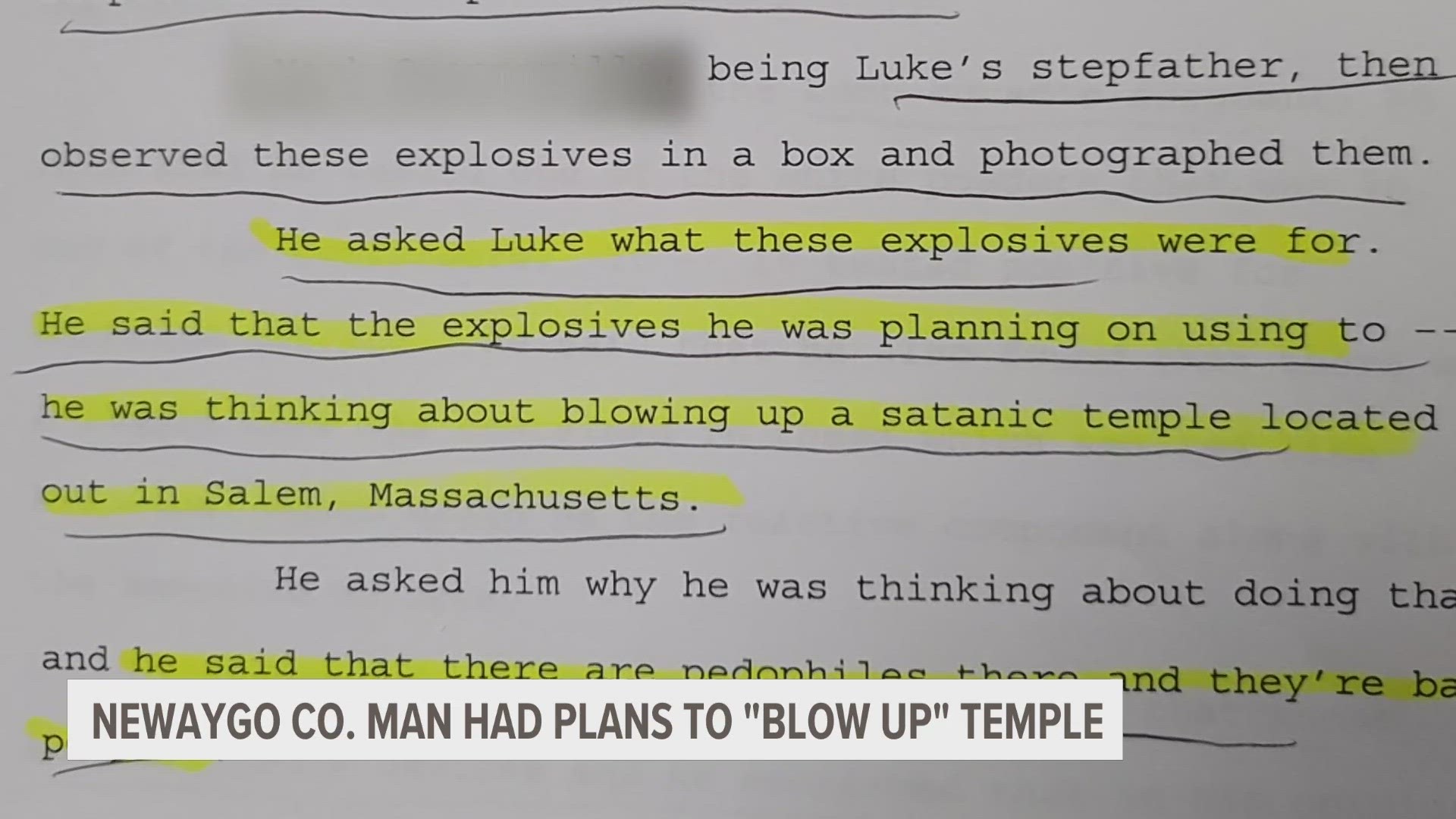 Court documents show that Luke Terpstra had tried to throw away evidence of homemade explosives, with police saying some were wrapped in shrapnel and ammunition.