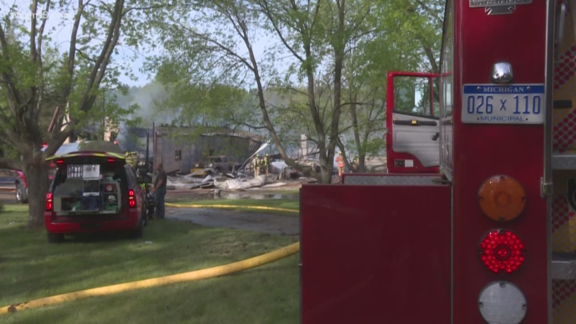 Multiple buildings involved in Algoma Township fire, police call it