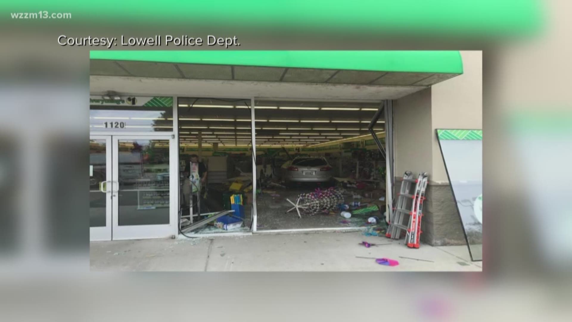 Car crashed into store in Lowell
