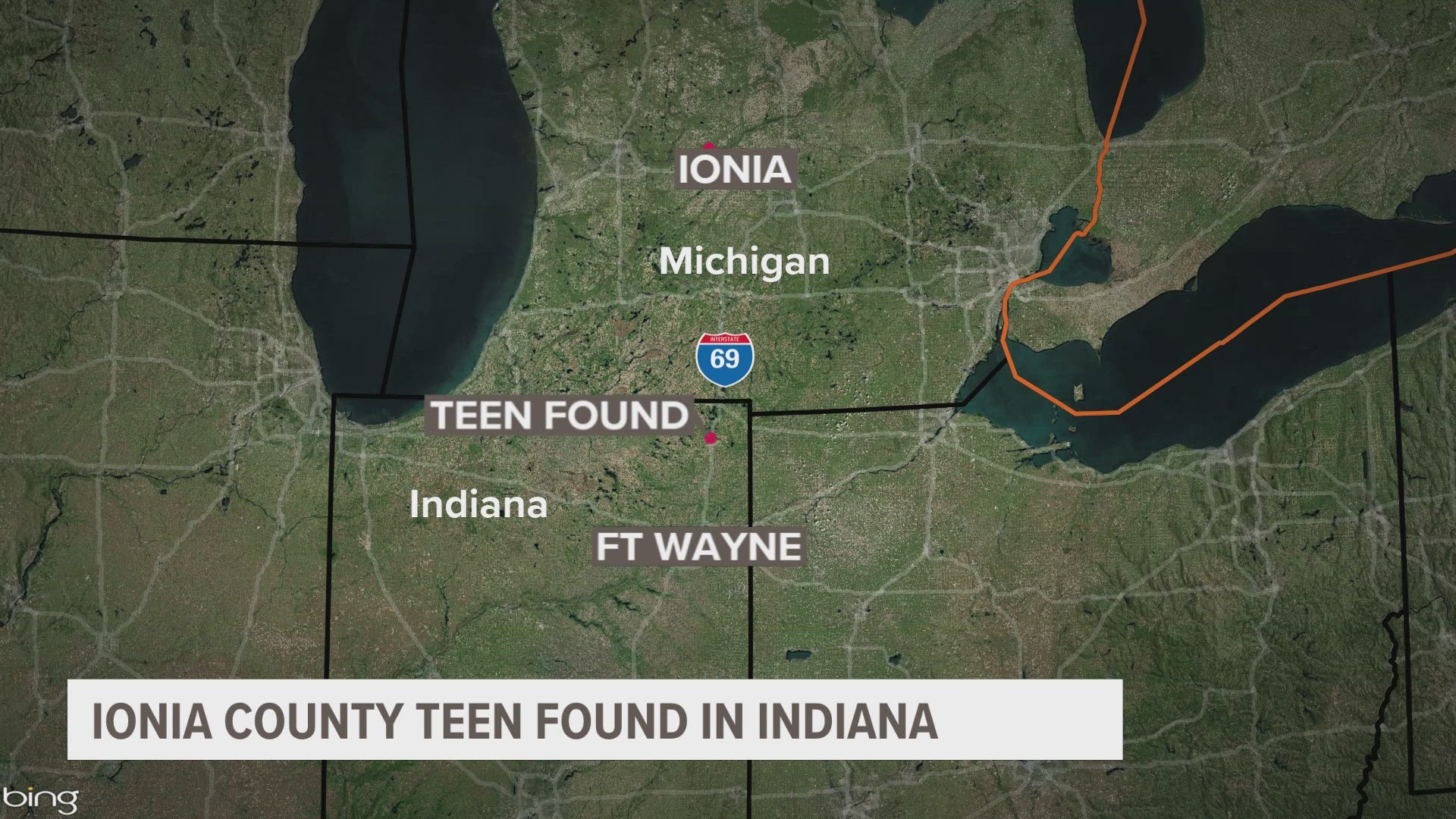 Police safely reunited a missing 14-year-old girl from Ionia Township with her family after finding her in Indiana with an adult male.
