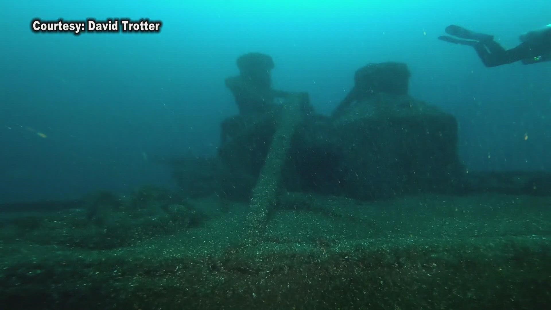 Divers explore the 'Water Witch' shipwreck.