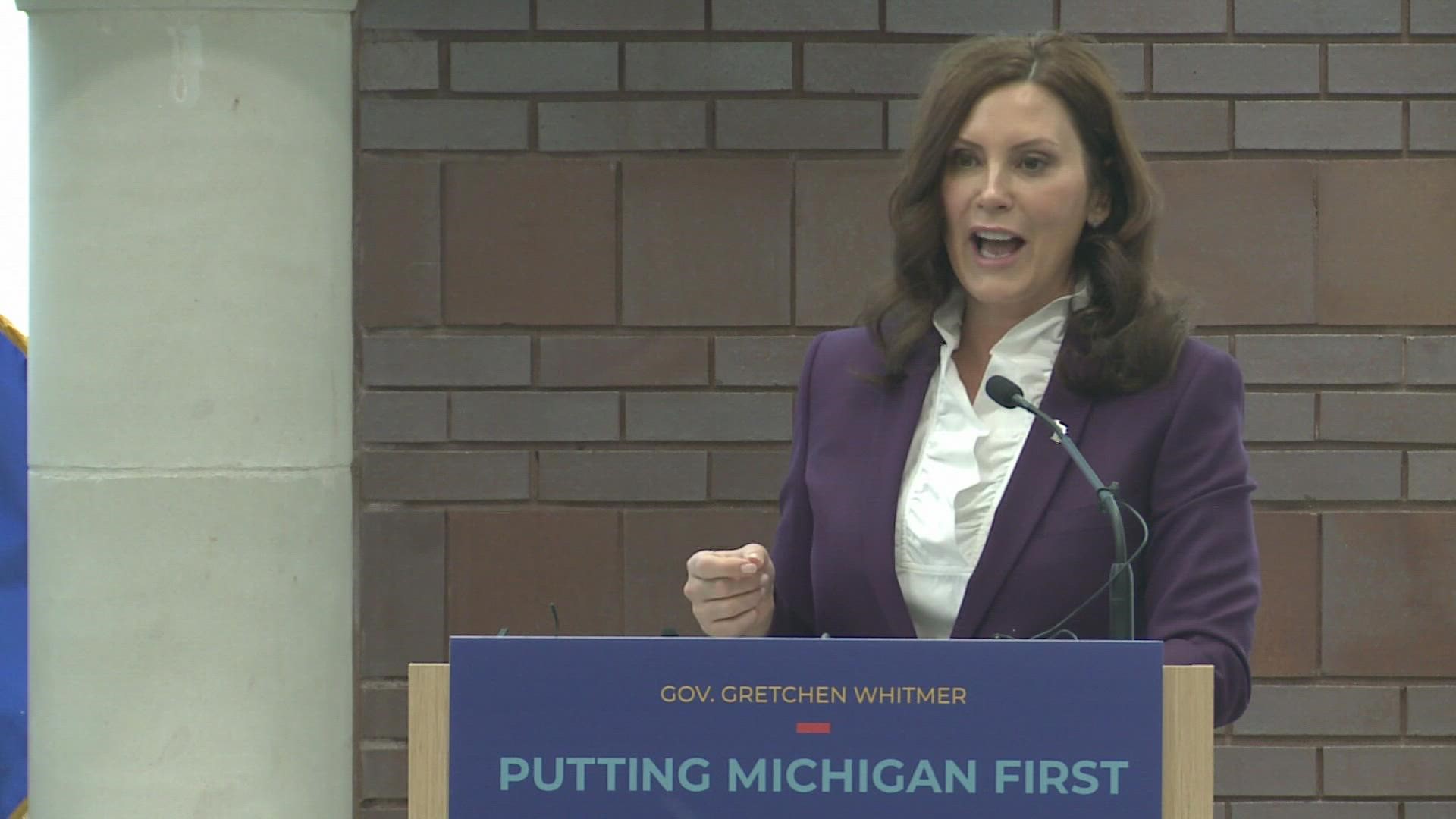 Speaking in Kentwood, the governor called for using 2023 budget finances to fund job programs and making Michigan attractive to manufacturing investments.