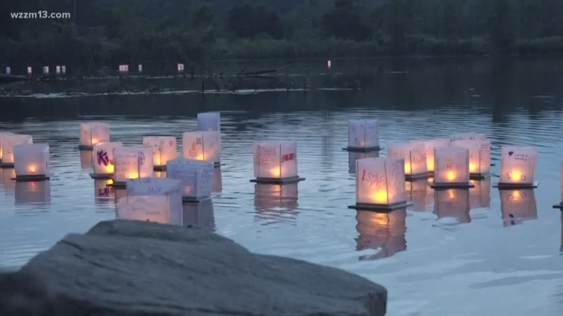Lanterns light up the water in Grand Rapids