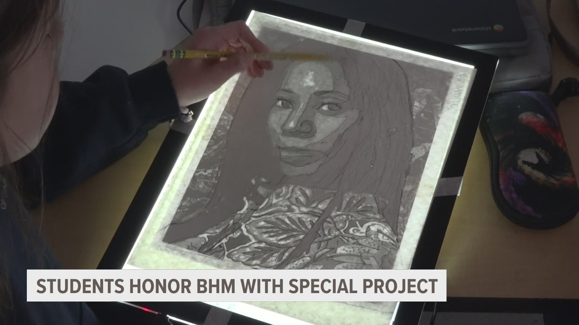 Students at West Michigan Academy of Environmental Science are honoring African American figures for Black History Month with a special art project.