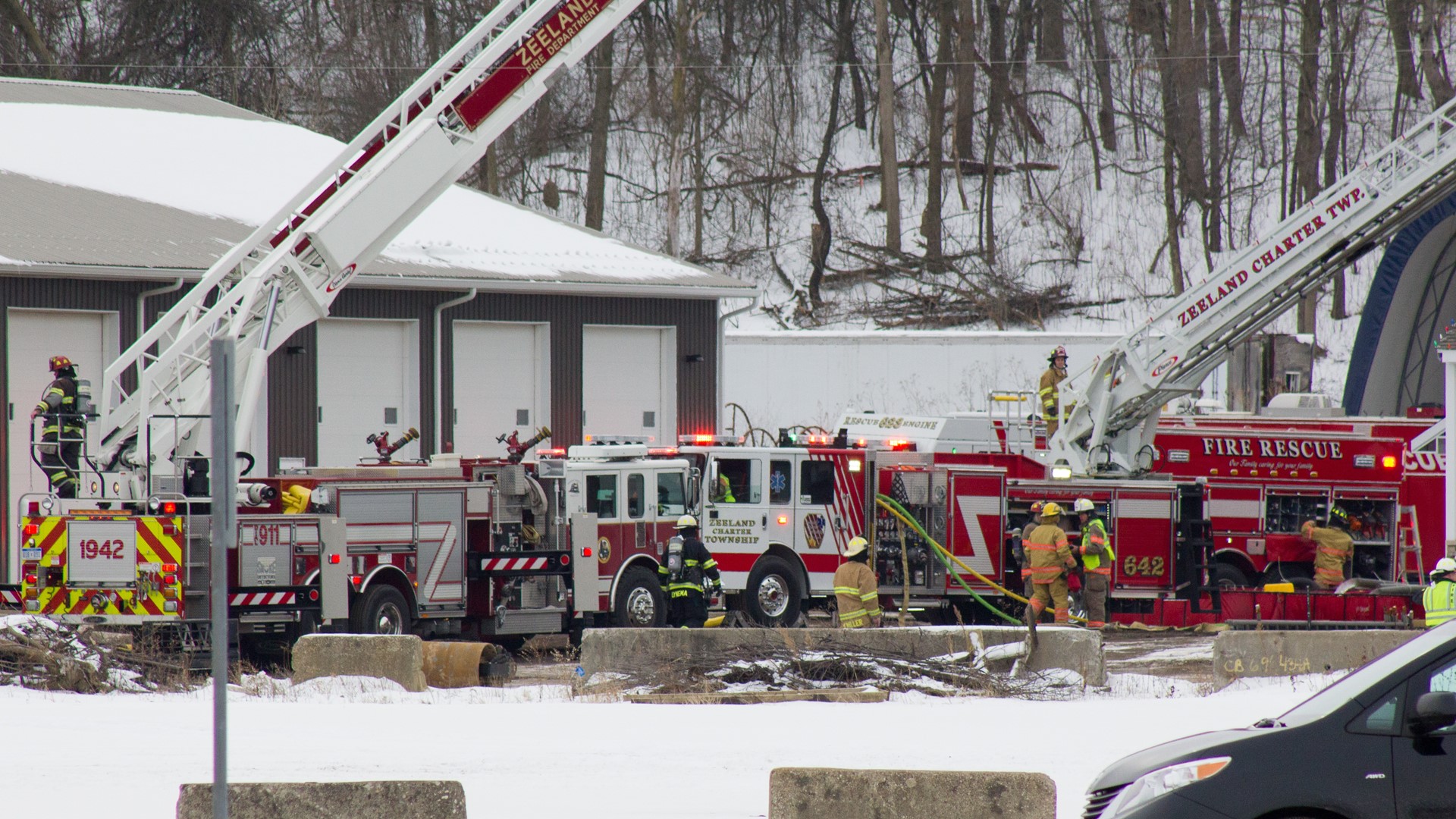 PHOTOS Multiple departments battle commercial fire in Zeeland Township