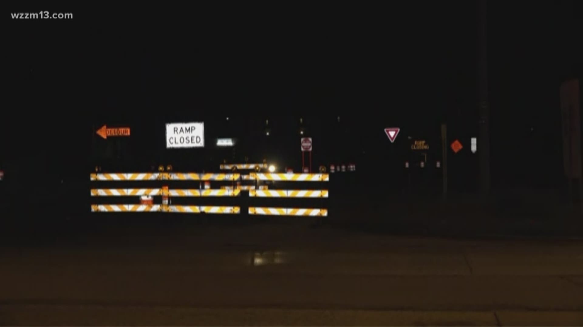 Westbound I-96 closed for construction