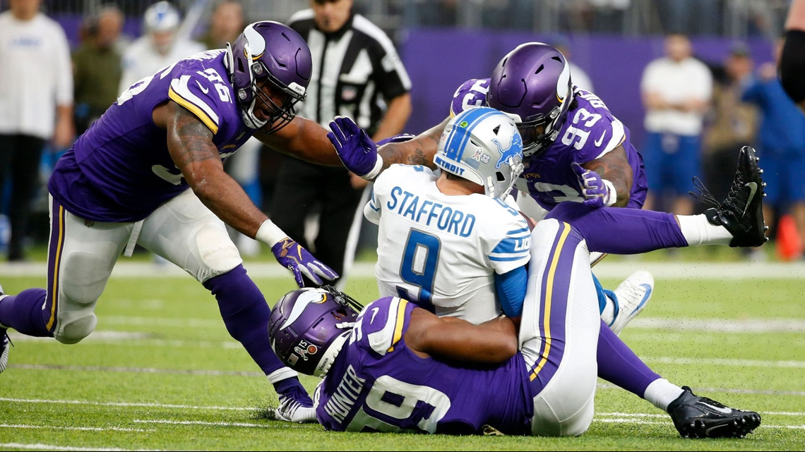 Minnesota Vikings sack Matthew Stafford 10 times, crunch Detroit Lions