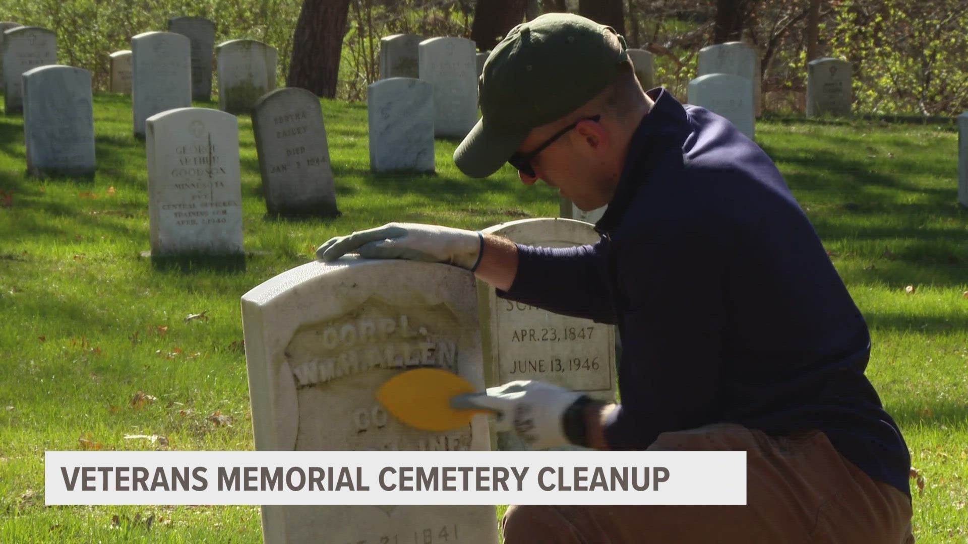 In honor of Earth Day, volunteers are working to cleanup the grounds and headstones at the Grand Rapids Home for Veterans Memorial Cemetery.