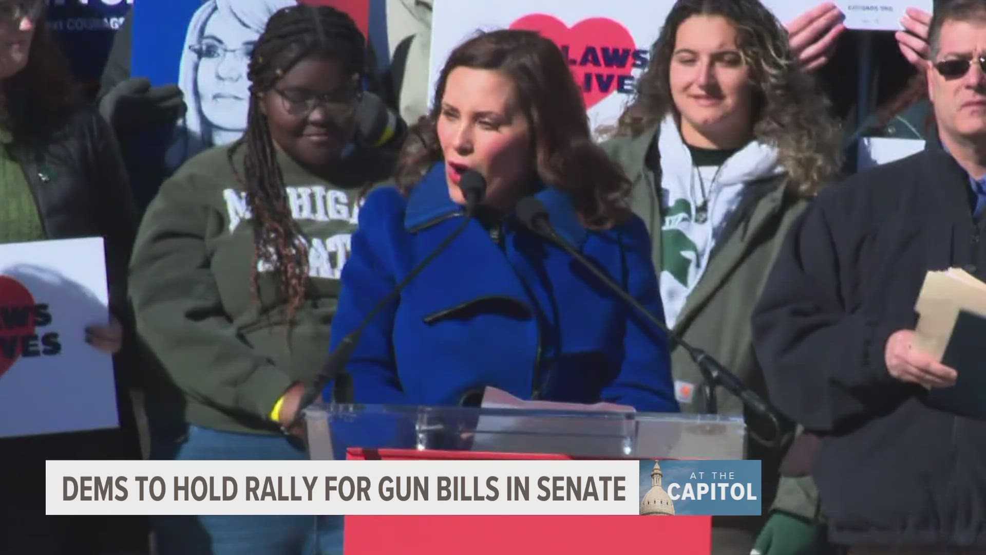 Gov. Whitmer was joined by Attorney General Dana Nessel, former Congresswoman Gabby Giffords, Rep. Elissa Slotkin, faith leaders and other advocates.