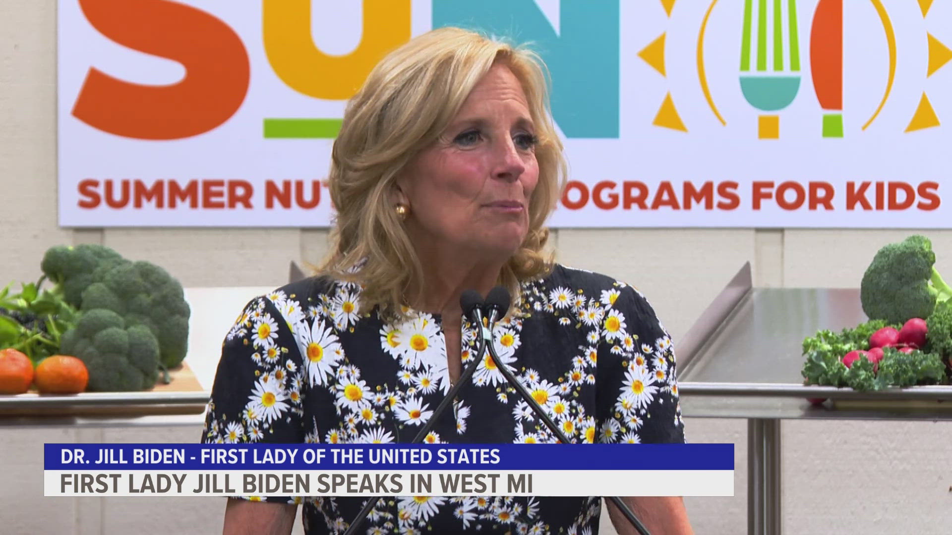Dr. Biden stopped at a summer camp in Middleville Wednesday morning before going to Traverse City.