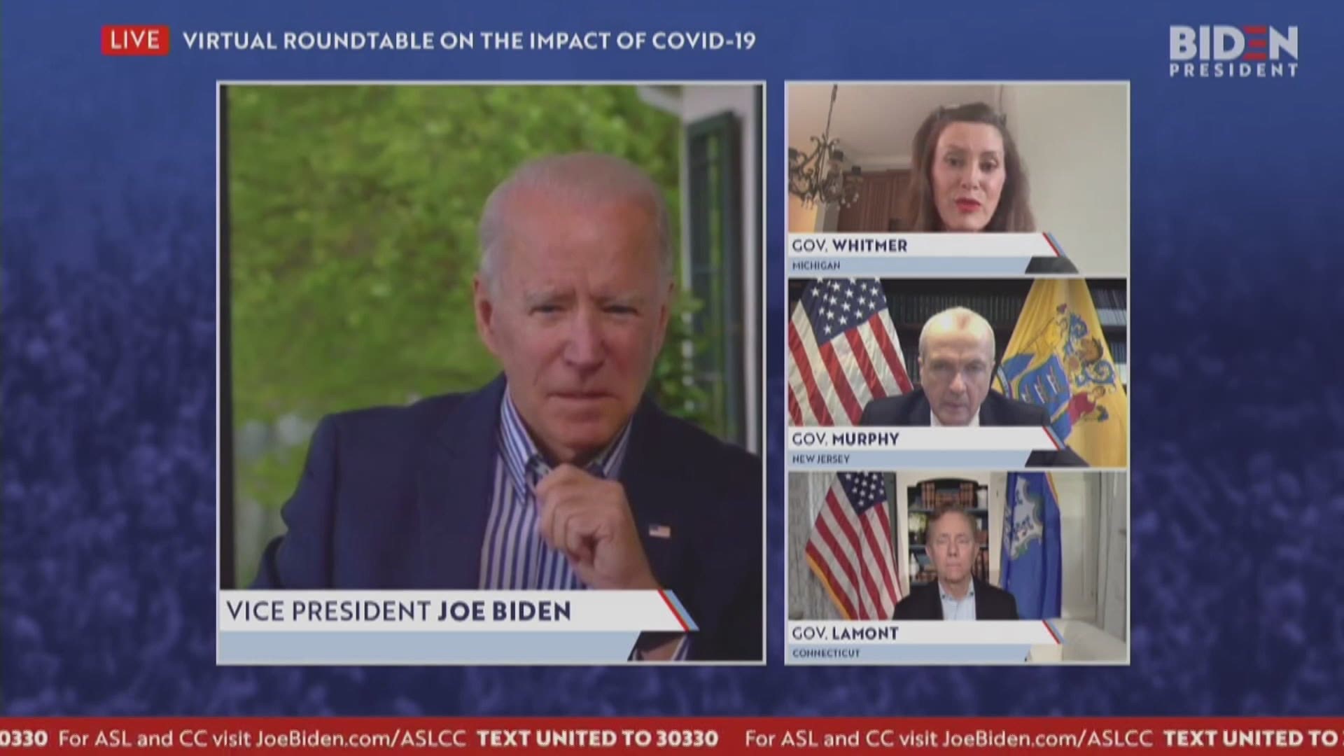 Former Vice President Biden held a roundtable focusing on the COVID-19 response of three U.S. governors, including Gov. Gretchen Whitmer.