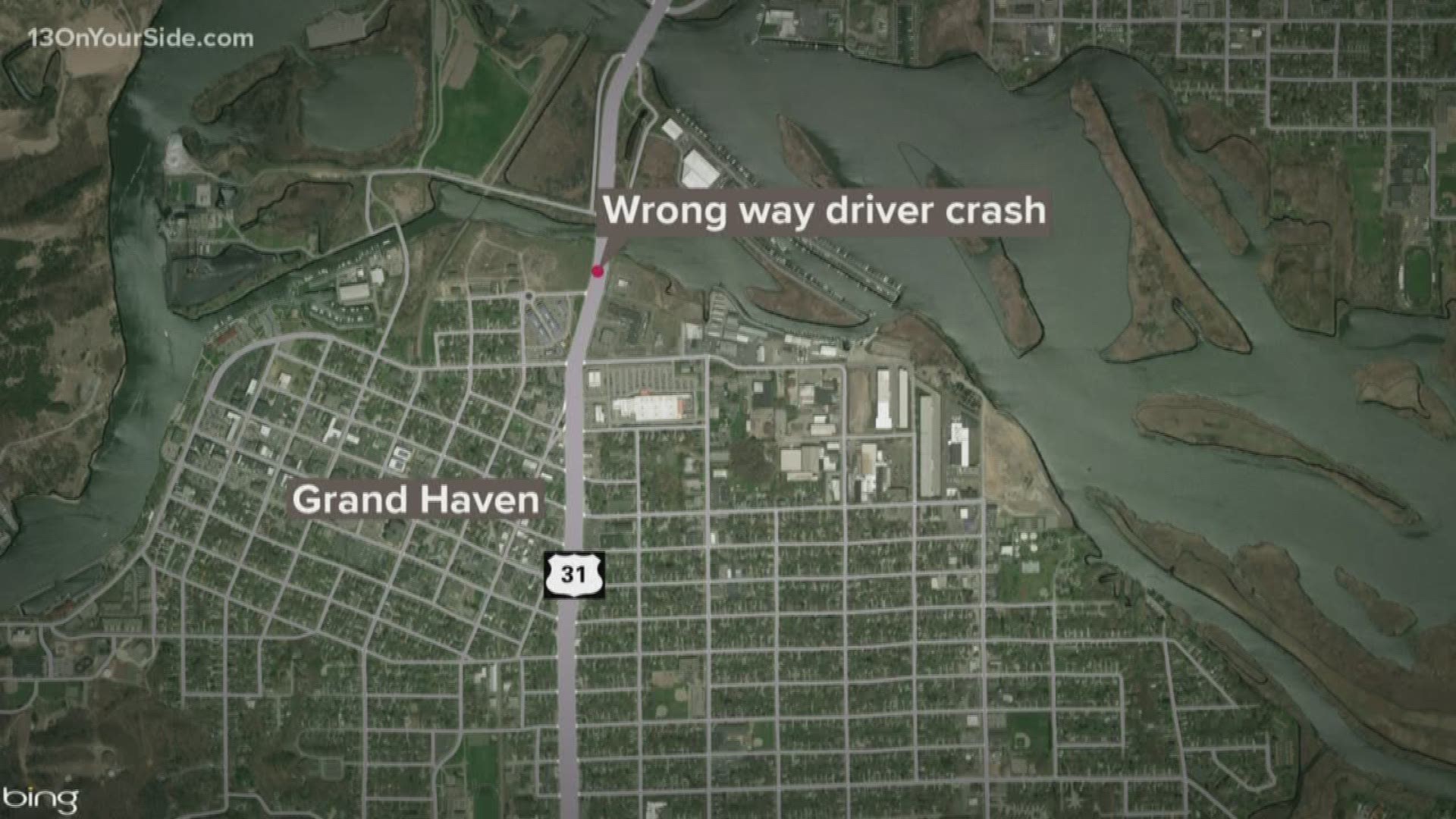 A wrong-way driver is in jail after leading authorities on a car chase on the highway in Grand Haven early Thursday morning.