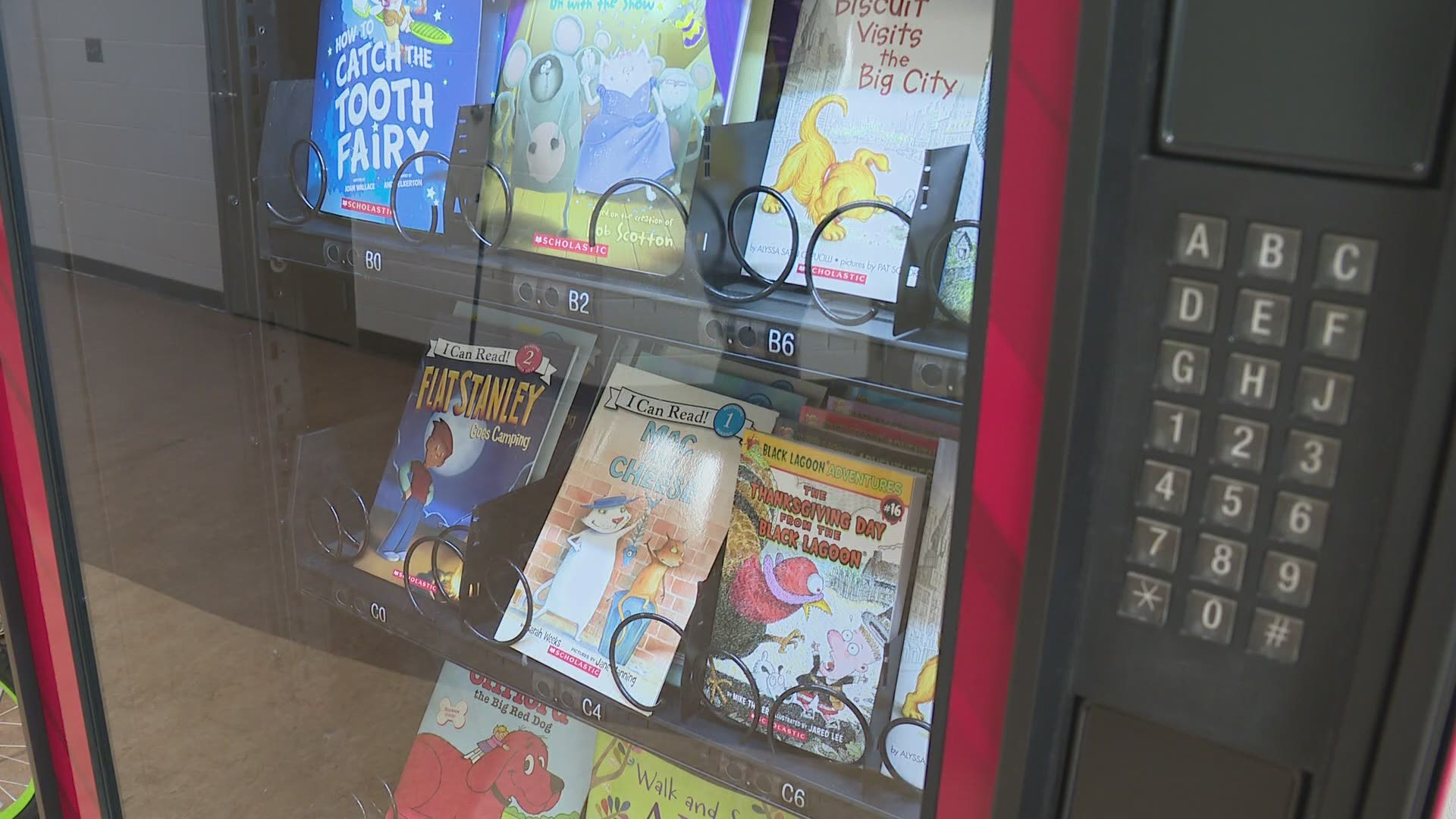 A book vending machine will be operational all school year long, not just during reading month.