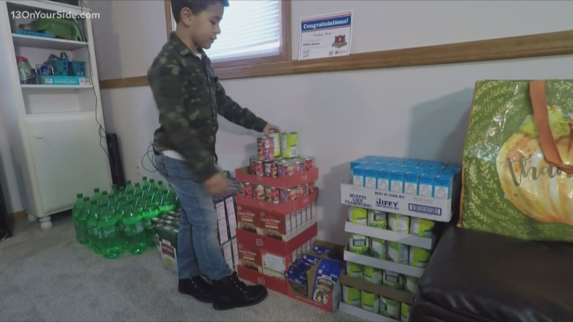 8-year-old Trea Hicks is using money earned doing chores to provide turkey dinners for 25 West Michigan families.