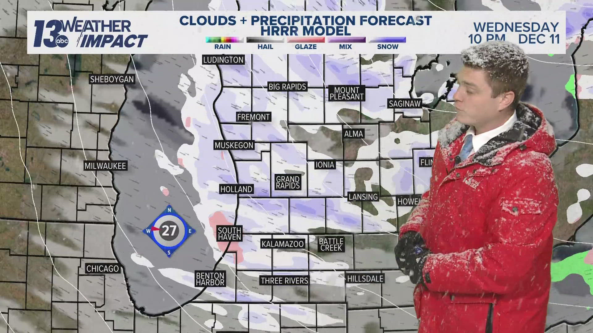 A 13 Weather Impact Alert is in place for wintry weather Wednesday and Thursday.