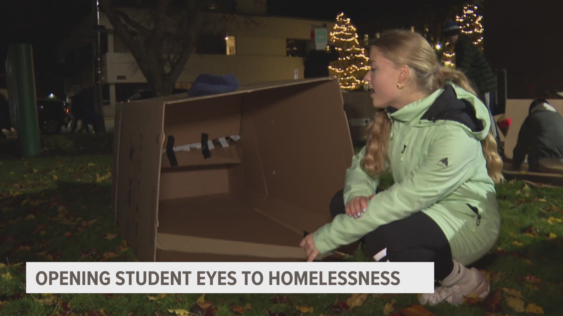 A group of Grand Haven High School students are spending the night sleeping outside with little shelter and no technology. Here's why.