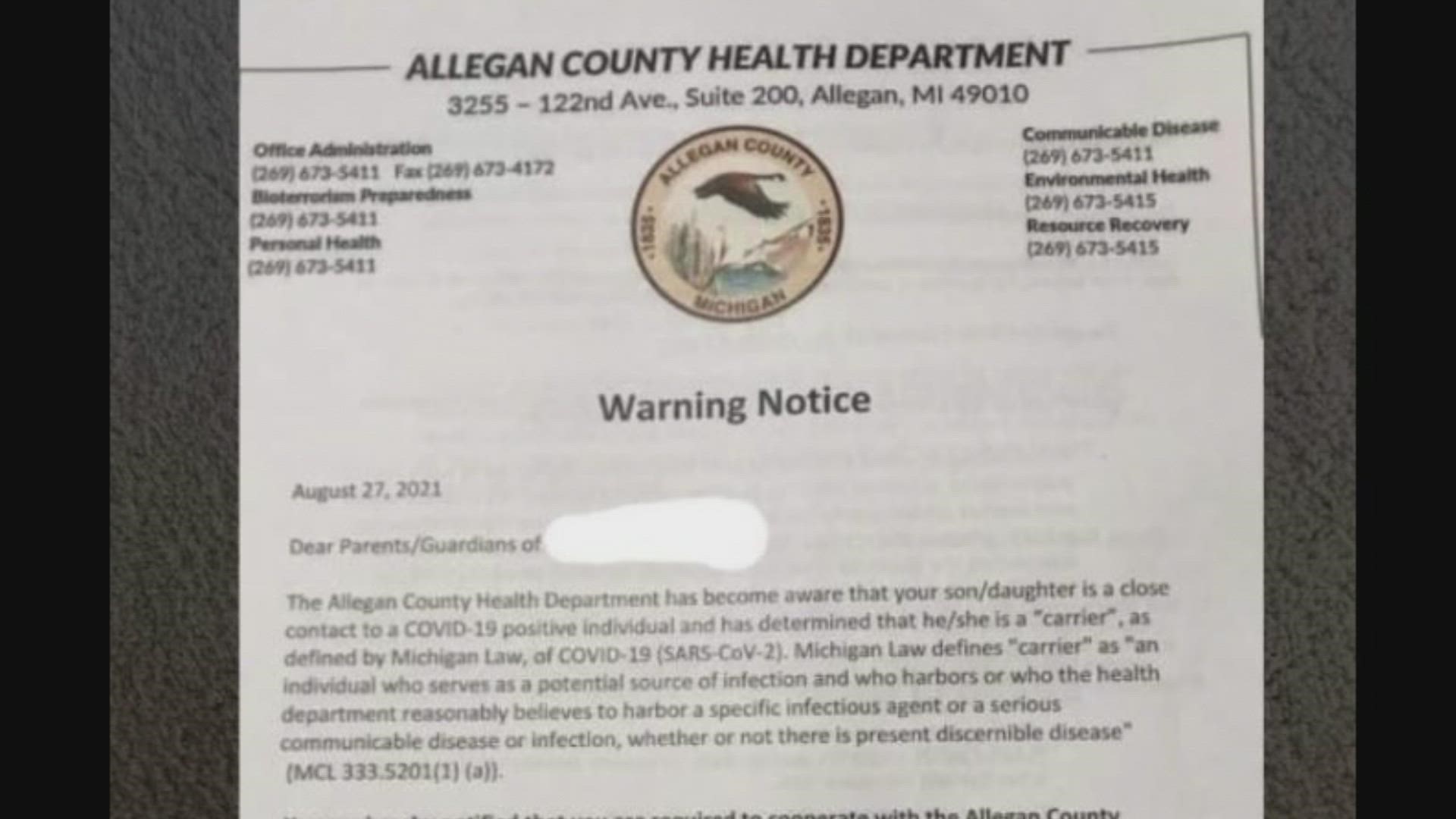 Many are calling for the Allegan Co. Health Director to resign.