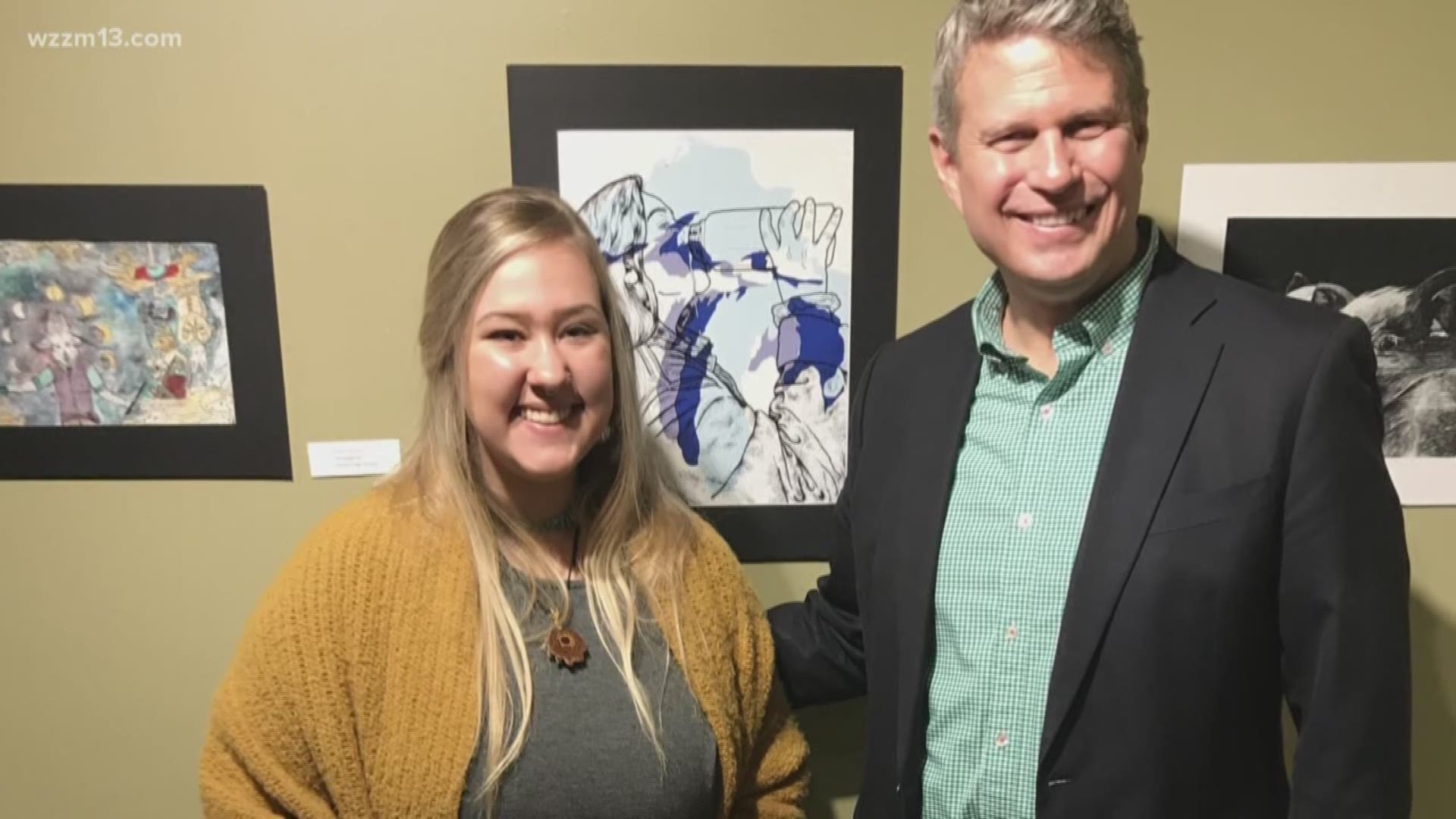 Representative Bill Huizenga announced Megan Johnson's "The Hand is Home" won the competition. Her piece will hang in the U.S. Capitol for a year alongside winners from the rest of the country.