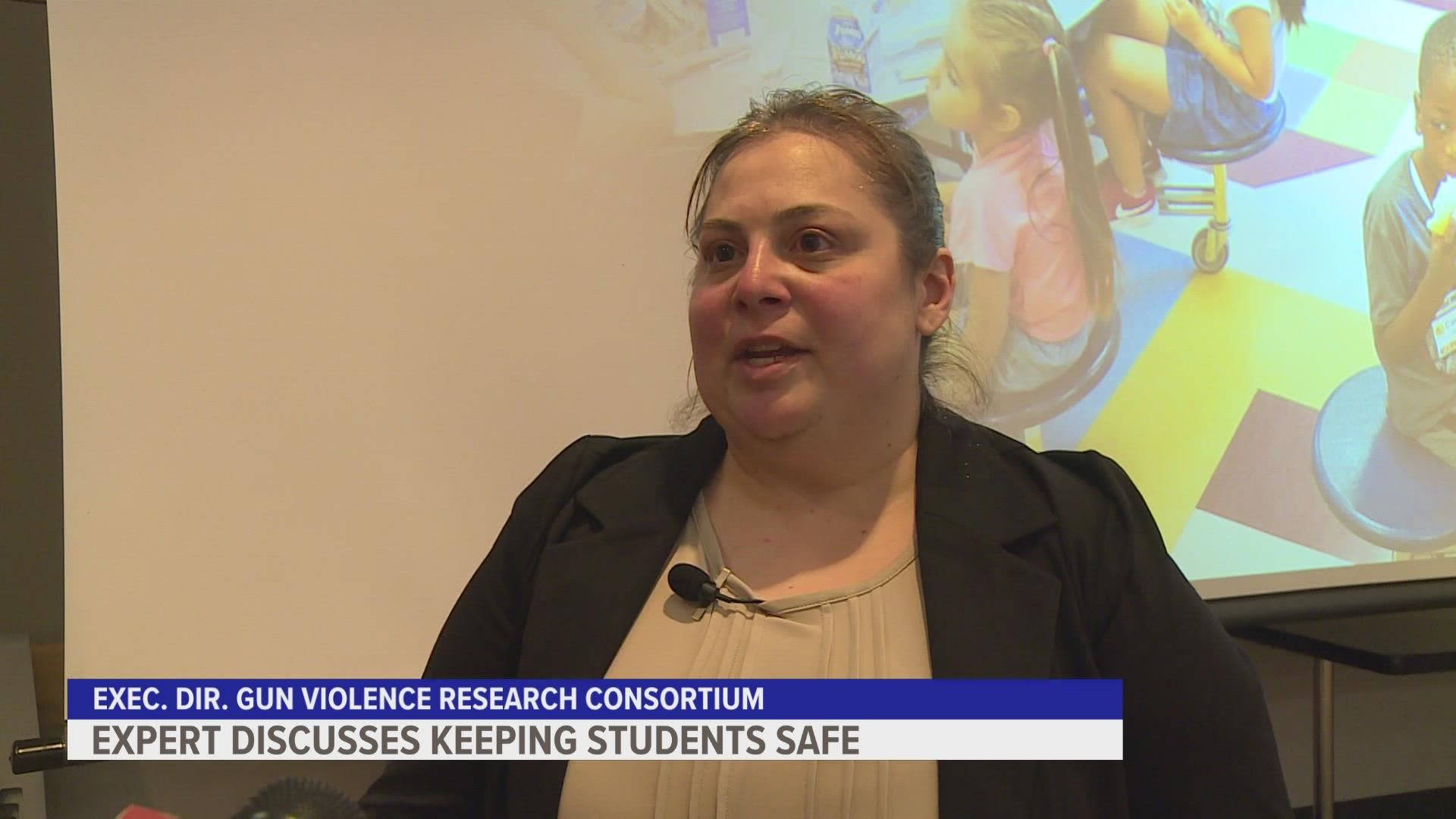 At the presentation, expert Jaclyn Schildkraut said school shootings can be prevented with the right safety plans in place.