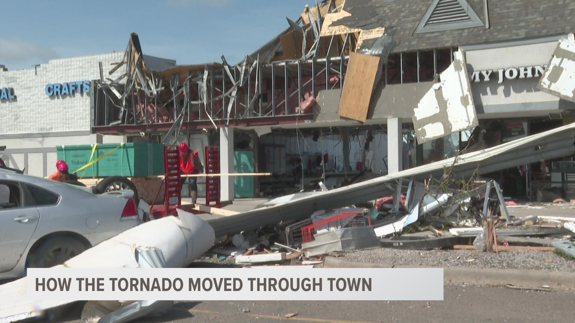 Early estimates from the National Weather Service show the tornado formed west of Gaylord, moving at about 55 miles per hour for about 25 minutes.
