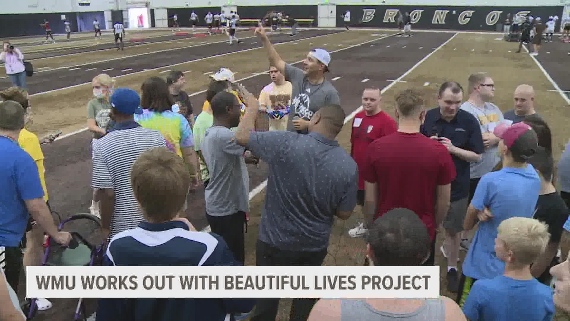 The Broncos welcomed 40 children and adults with disabilities to work out with them.