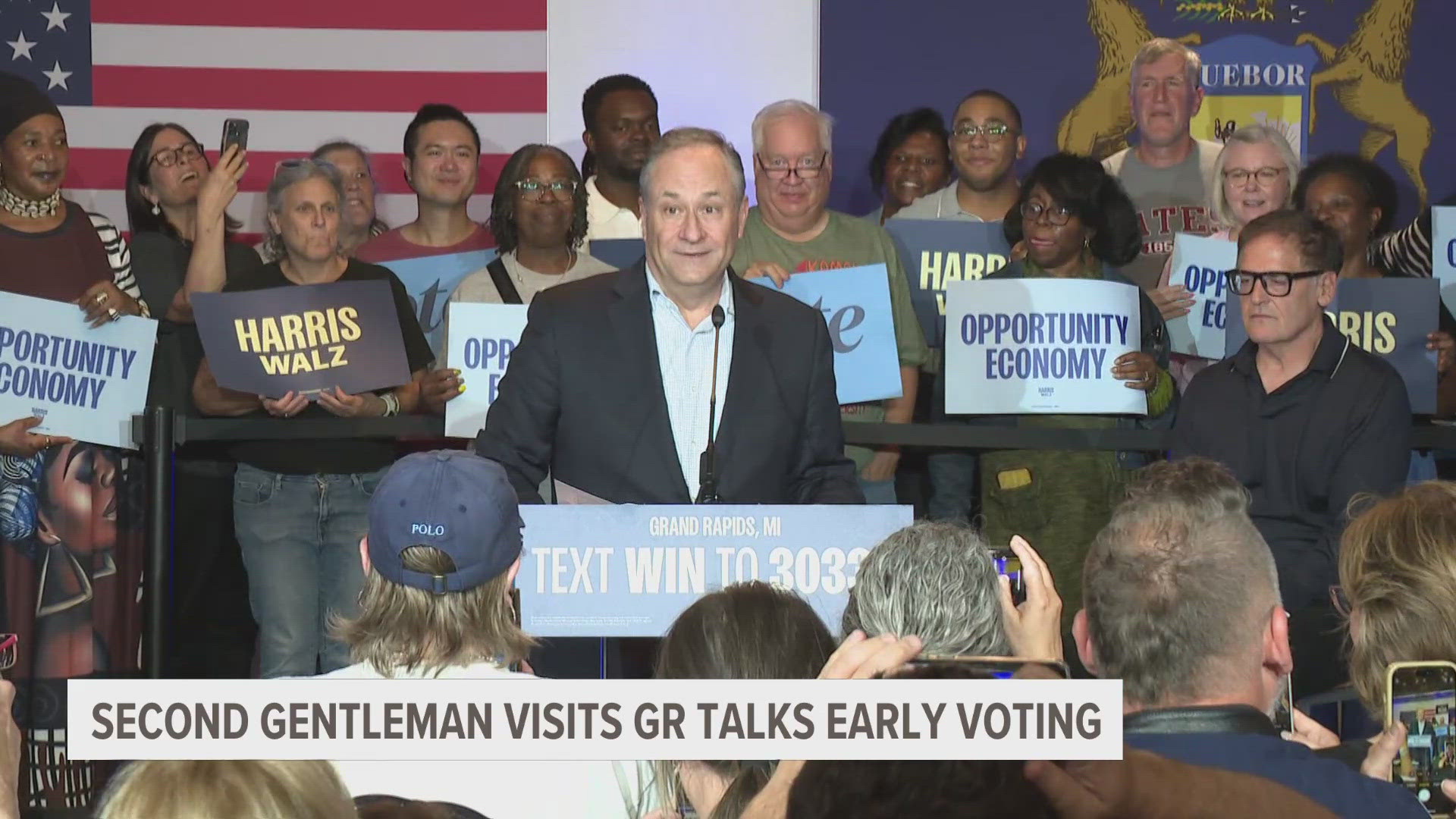 "Kamala Harris is here to encourage you, your family, this country, to make sure that the American dream happens for all of you," said Mark Cuban.