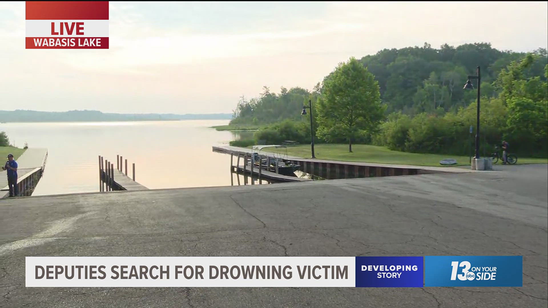 Crews gathered at Wabasis Lake to resume the search around 8 a.m. Monday.