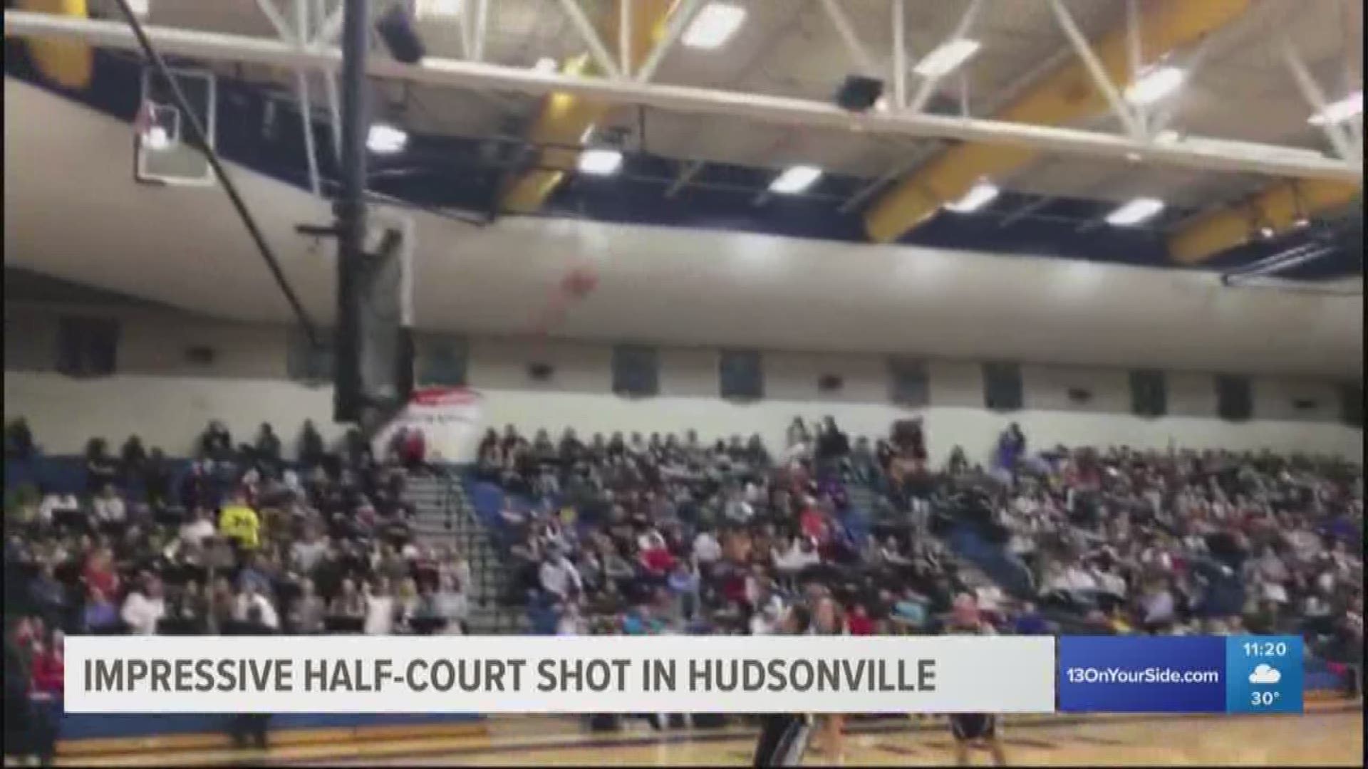 Special Olympian hits half court shot