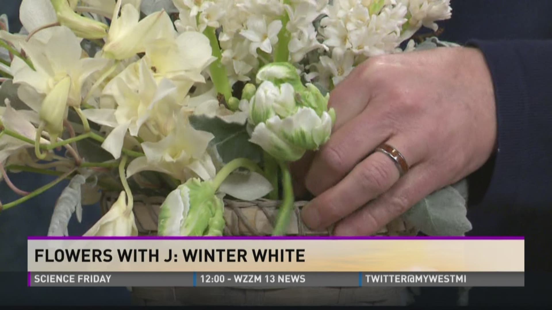 Our Flower Expert J Schwanke from uBloom dot com is here to show us how to create a beautiful Winter white arrangement.