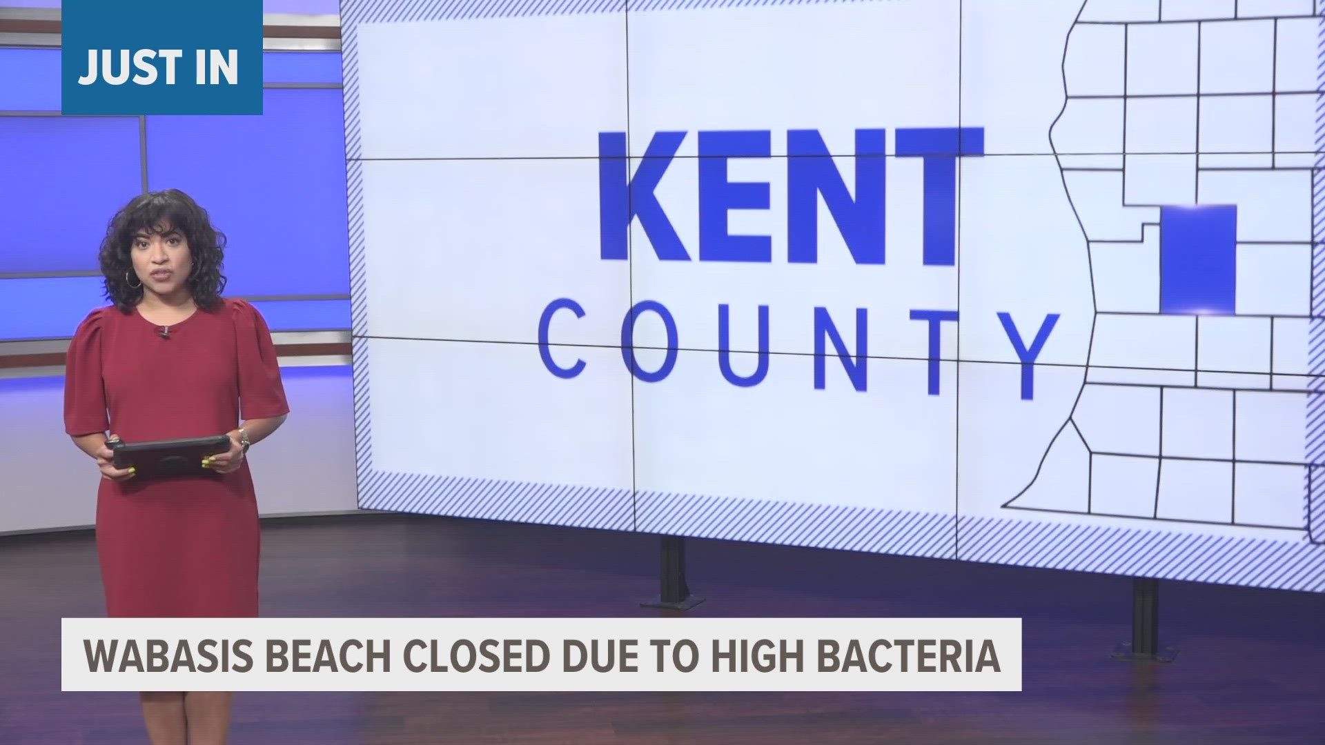 Kent County closed Wabasis Beach after water tests show high levels of bacteria. The county plans to retest the water and hopes to have new results by the weekend.