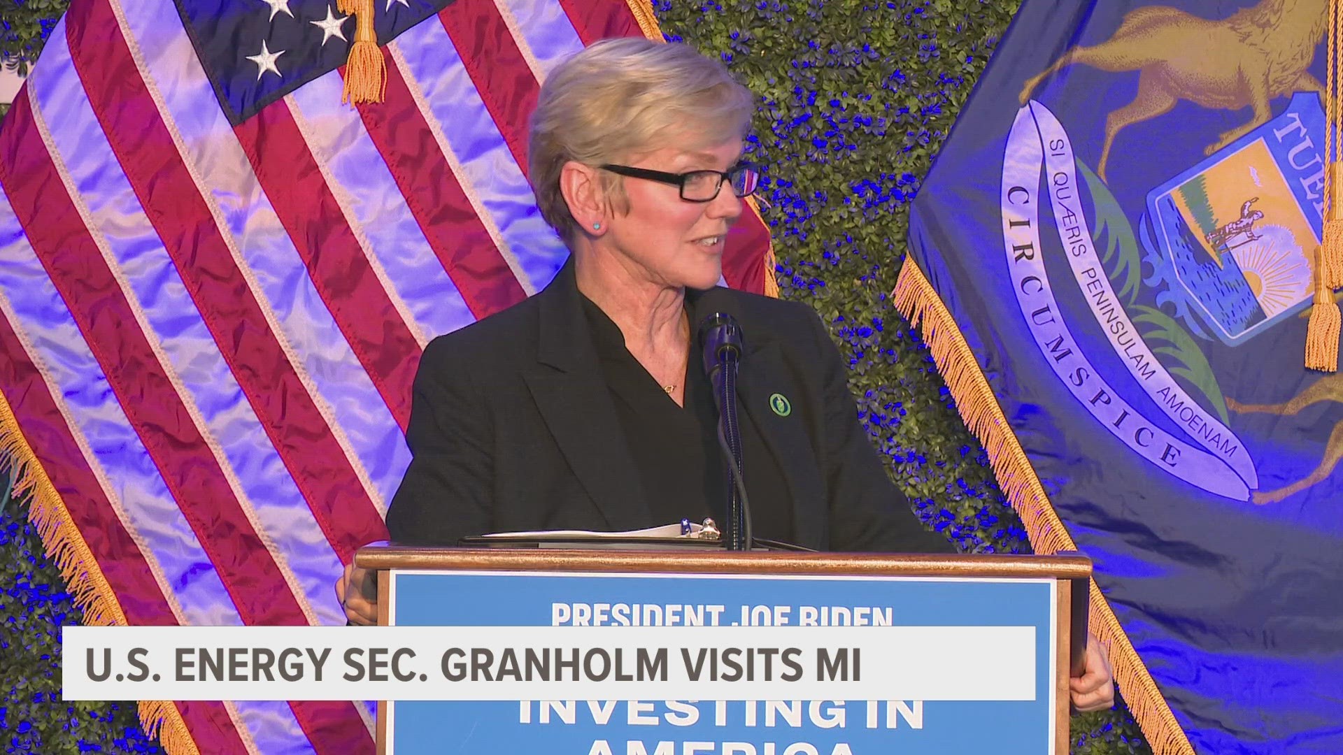 Former Michigan Governor and Current U.S. Energy Secretary Jennifer Granholm was in West Michigan today to highlight moves to expand transitions to clean energy.