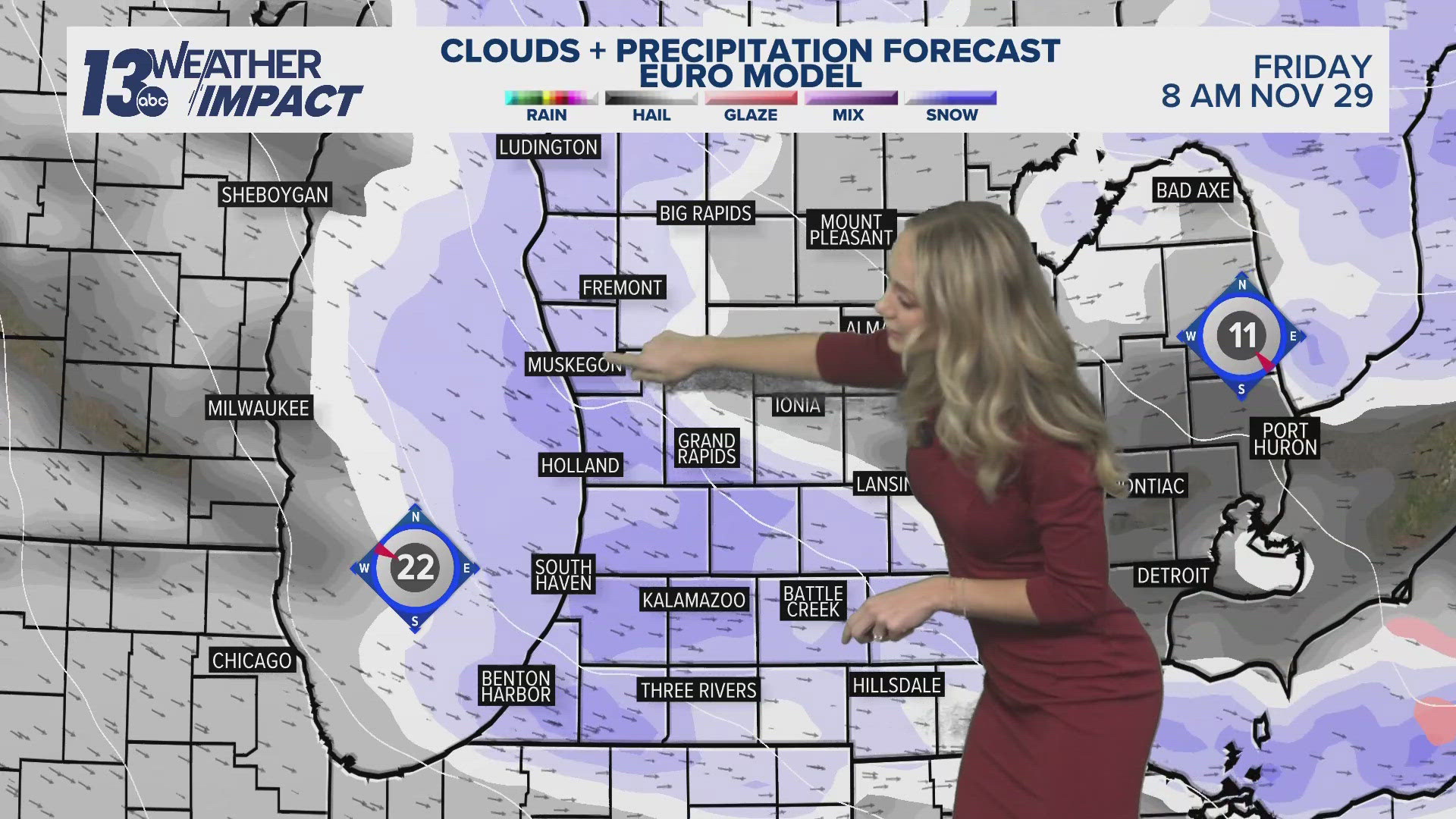 Coldest air of the season leads to lake-effect snow accumulation starting Thursday night.